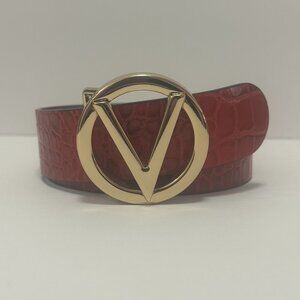 Valentino by Mario Valentino Red Textured Leather Belt Size Medium
